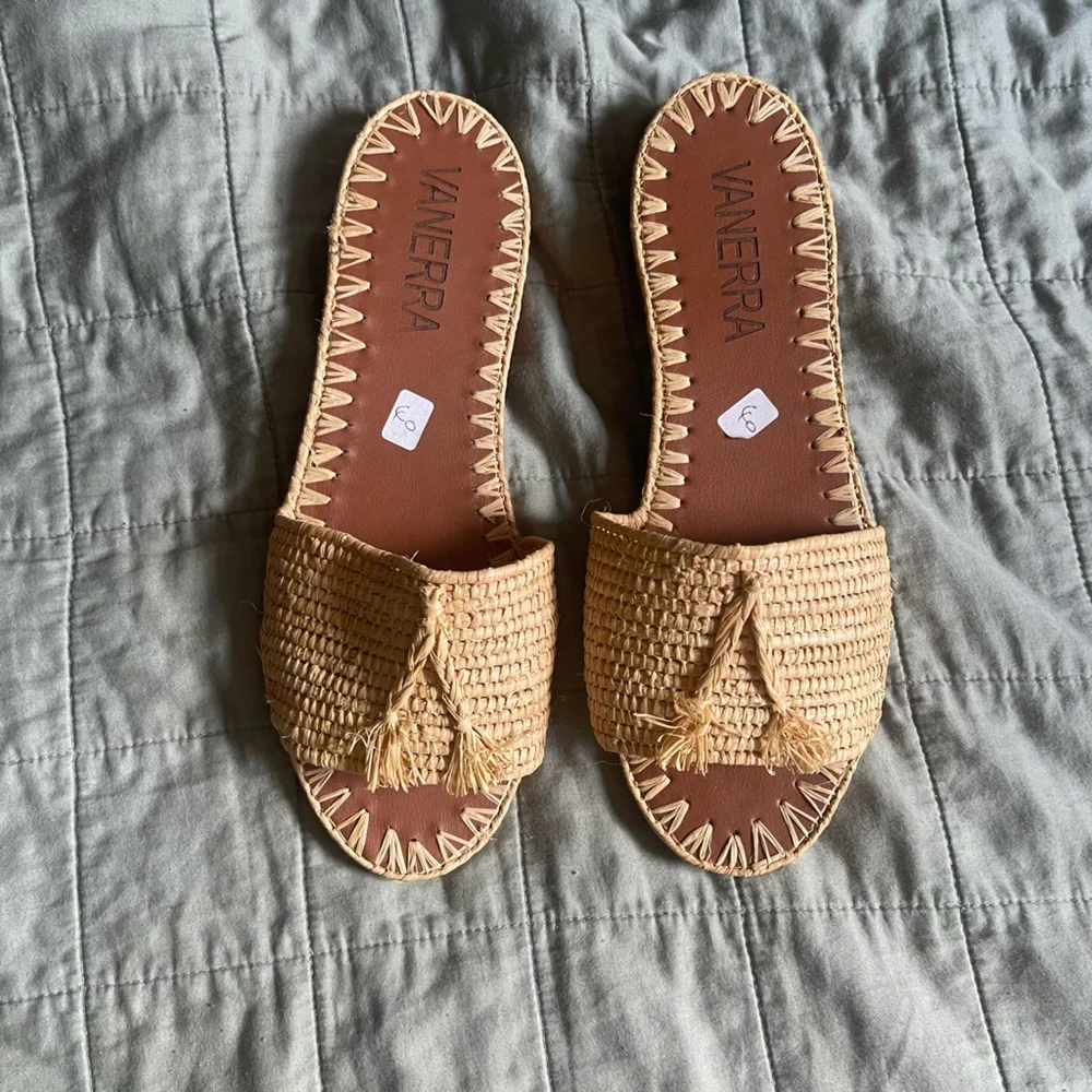Brand new raffia slide sandals size 40_2